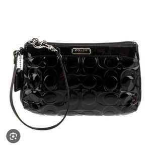 Coach Black Patent Leather Wristlet